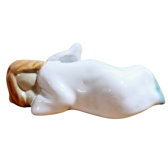 Vintage Porcelain Reclining Angel Figurine Hand Painted Christmas 2003 - Picture 1 of 10